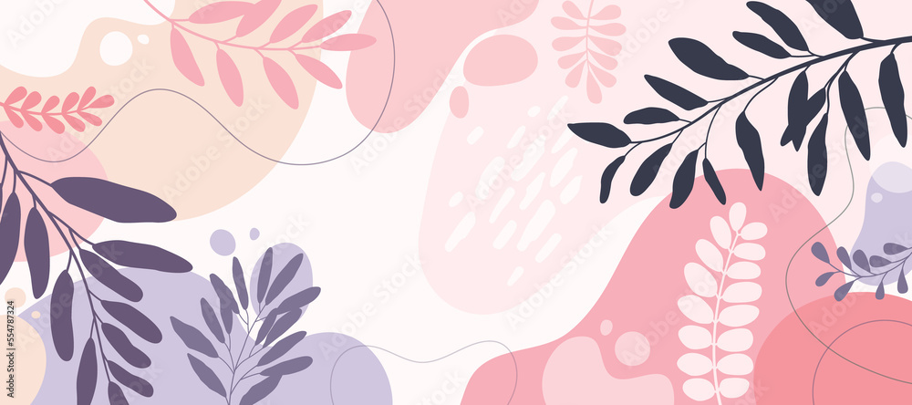 Fototapeta premium background with beautiful.background for design. Colorful background with tropical plants. Place for your text.