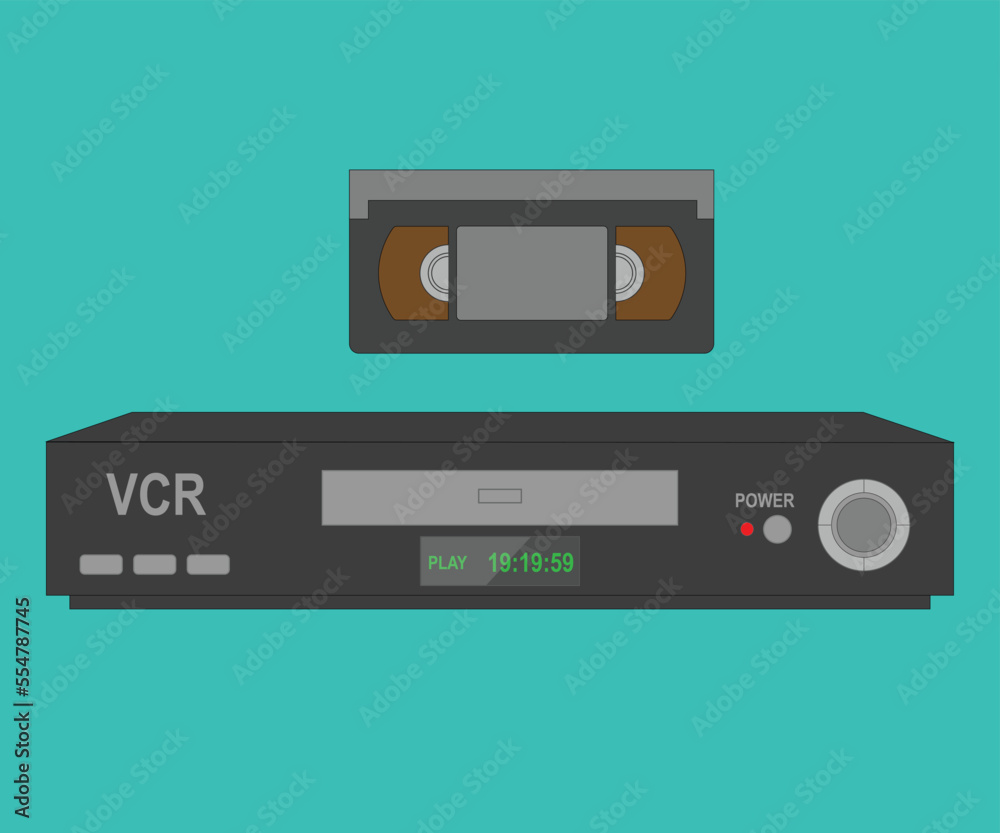 Obraz premium vcr with vhs cassette vector