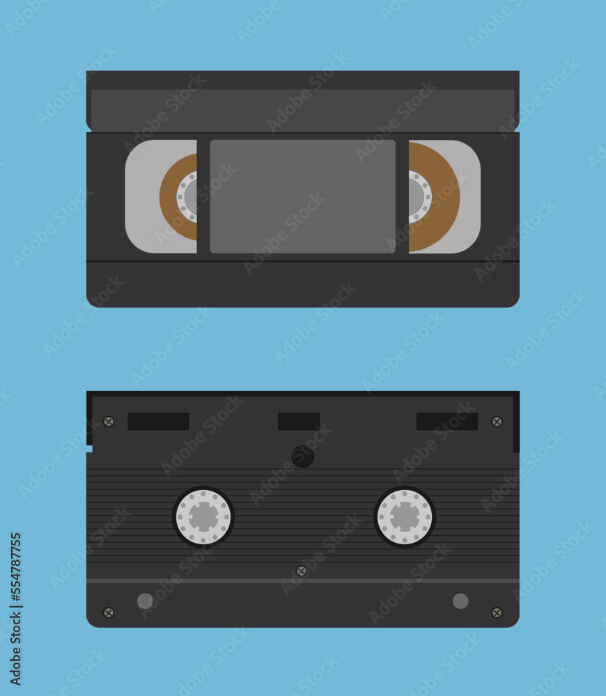 vhs video cassette complete illustration template both sides