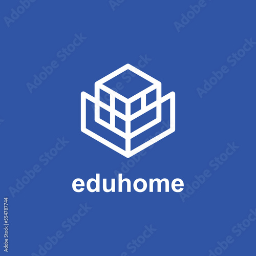 home and book for home schooling, library or education logo design