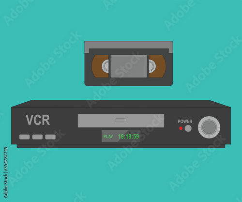 vcr with vhs cassette vector