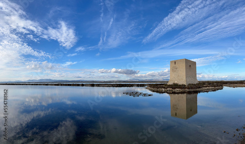 Panoramic Cloud reflection at the natural park de las Salinas de Santa pola