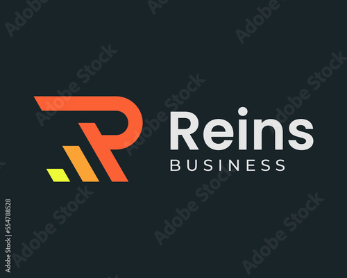 Letter R Growth Chart Graph Diagram Business Success Infographic Economy Profit Vector Logo Design