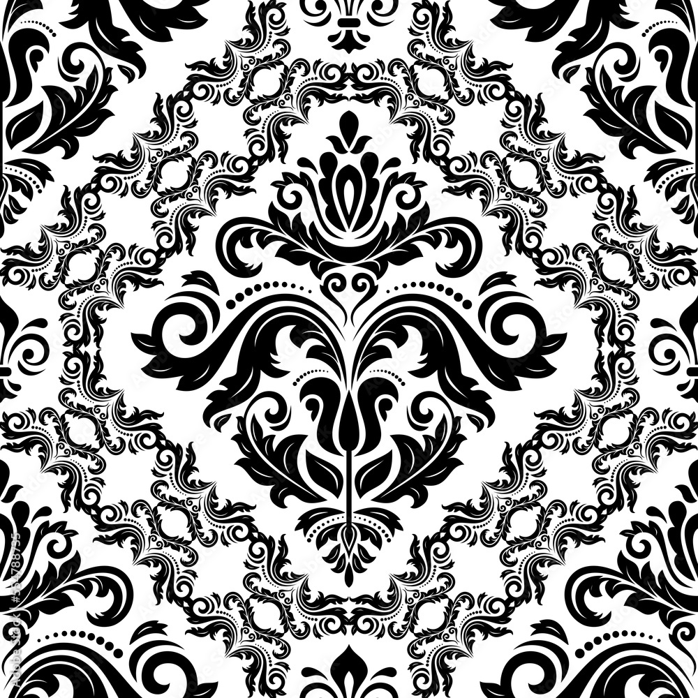 Orient classic pattern. Seamless abstract background with vintage elements. Orient background. Black and white ornament for wallpaper and packaging