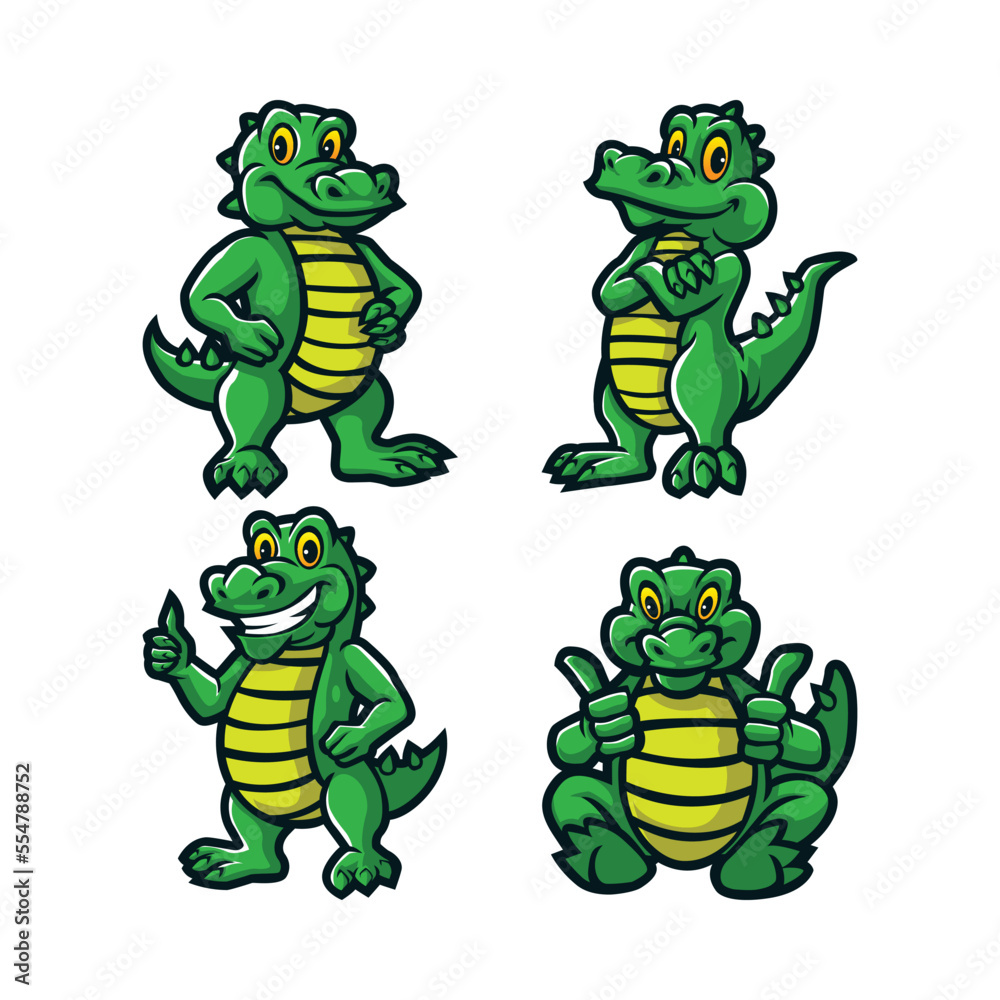 Crocodile mascot logo design vector with modern illustration concept style for badge, emblem and t shirt printing. Smart crocodile illustration mascot pack. Crocodile mascot logo design vector with modern illustration concept style for badge, emblem and t shirt printing. Smart crocodile illustration mascot pack.