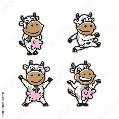 Cow mascot logo design vector with modern illustration concept style for badge, emblem and t shirt printing. Smart cow illustration mascot pack.