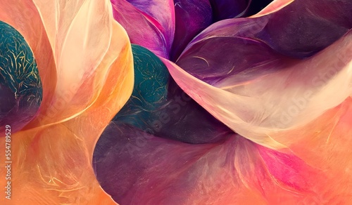Abstract luxury flower Wave colorful background. Mysterious beautiful shiny colorful texture backdrop. 3D illustration