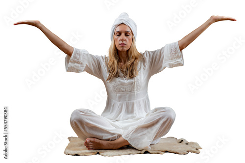 Total Balance Kriya in Kundalini Yoga isolated on transparent background. photo