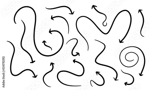 A set of wavy uneven black arrows on a white background
