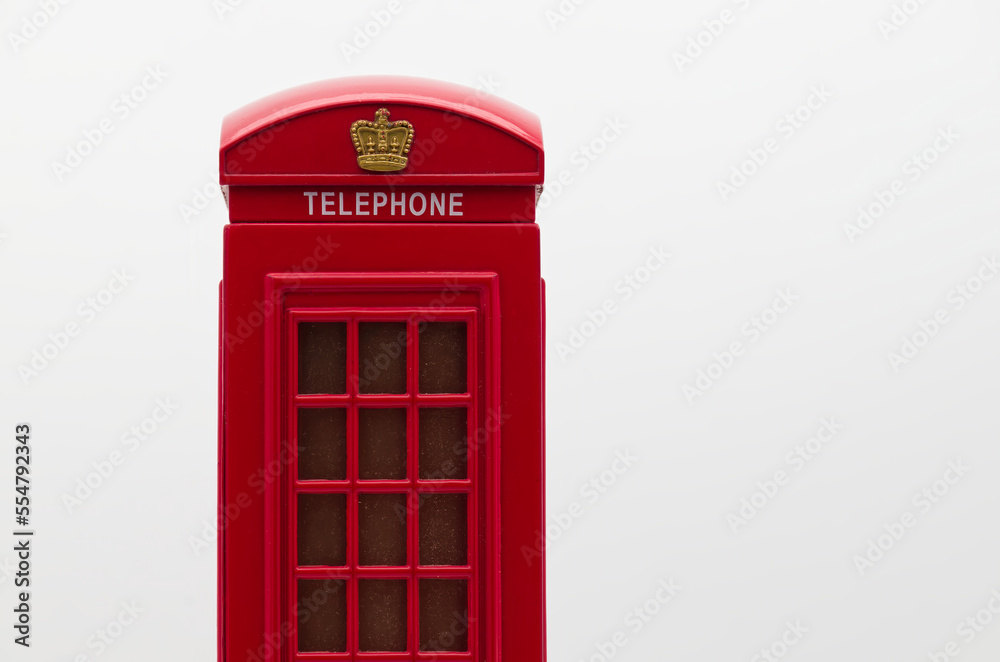 Red London Street Phone Booth Isolated on White Background. Red London Street Phone Booth Isolated on White Background.