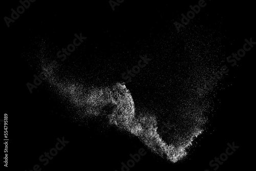 Distressed white grainy texture. Dust overlay textured. Grain noise particles. Snow effects pack. Rusted black background. Vector illustration, EPS 10.  