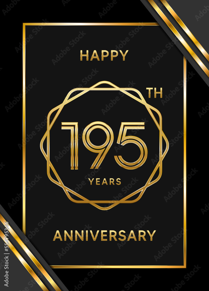 195th Anniversary. Anniversary Template Design With Golden Text, Vector Template Illustration 195th Anniversary. Anniversary Template Design With Golden Text, Vector Template Illustration