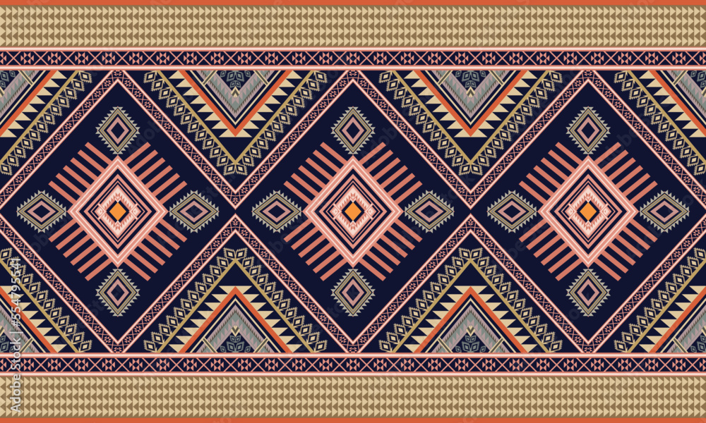 Geometric ethnic flower pattern for background,fabric,wrapping,clothing,wallpaper,Batik,carpet,embroidery style.	