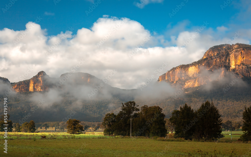 Fog rising up from the Capertee valley, Australia