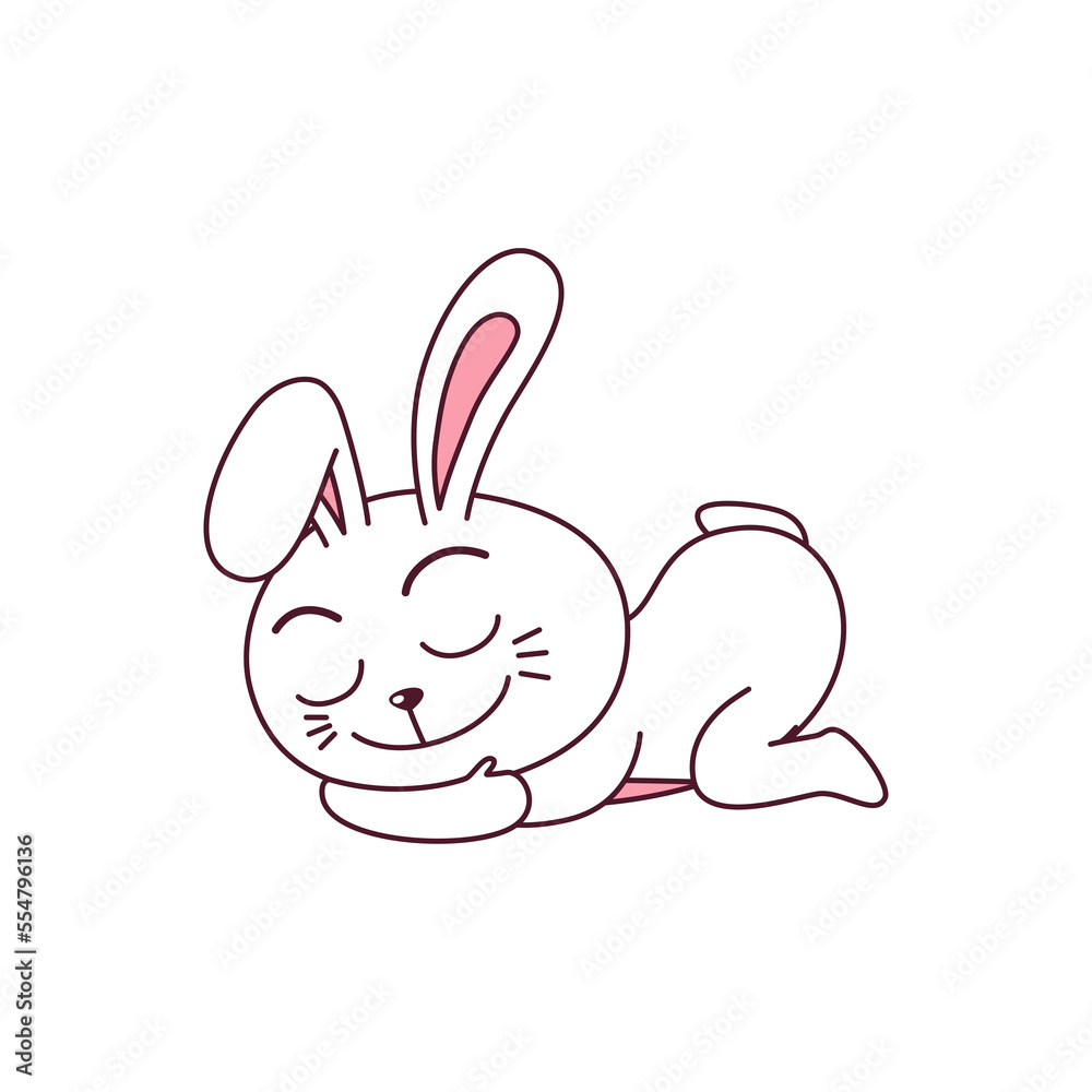 Cute White Rabbit Character With Emotion, Transparent, Illustration