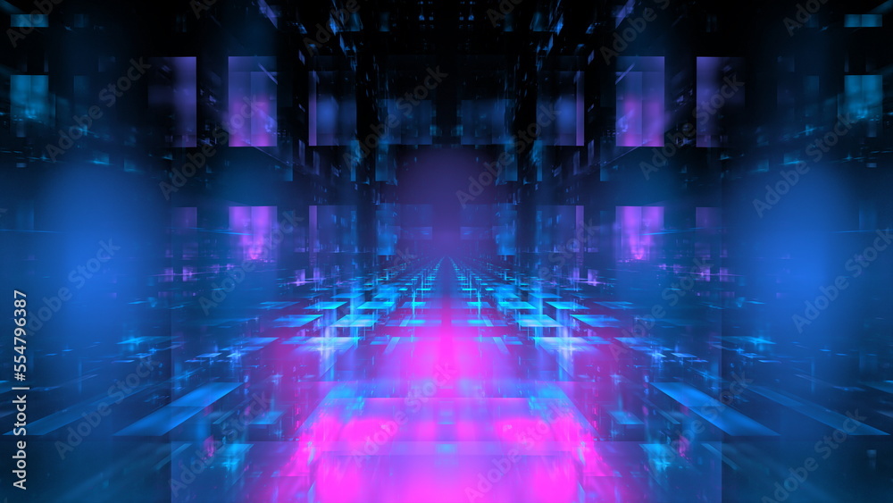 Fototapeta premium Digital technologies, cloud computing, digital future, information transfer. Abstract technology big data background concept. Motion of digital data flow. 3d illustration