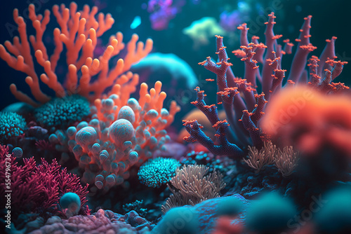 Beautiful Corals colorful  Close up view of coral reef  Wallpaper graphic design  background