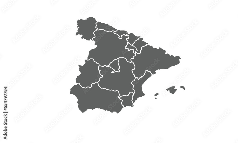 Spain map isolated on white background.for annual infographics report website layout Spain map isolated on white background.for annual infographics report website layout