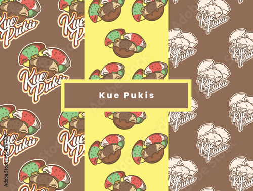 Traditional Indonesian Snack food Vector design Pattern