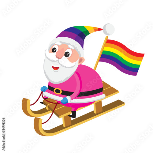 Cute cartoon style vector illustration of LGBT Santa Claus