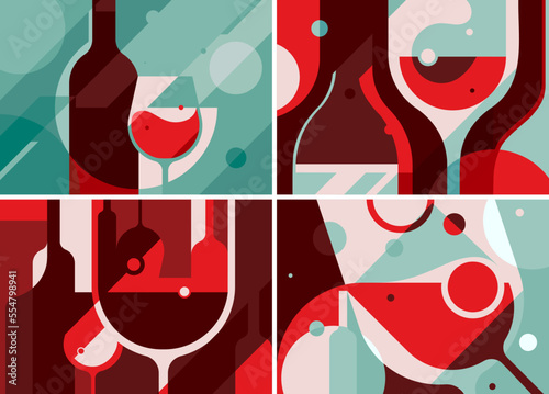 Collection of wine banners. Placard designs in abstract style.