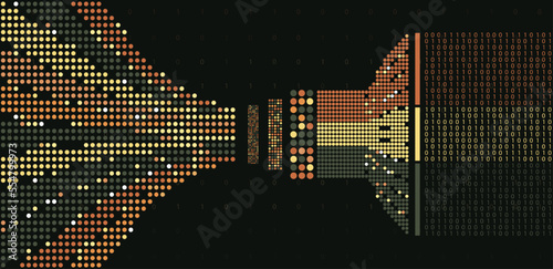 Abstract infographics visualization. Big data code representation.