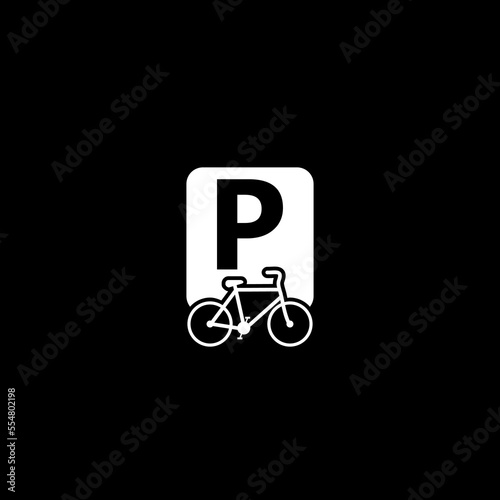 Parking only for bicycle icon isolated on dark background