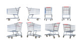 3D Render : Empty shopping cart  mockup with different angle for graphic resource, PNG transparent