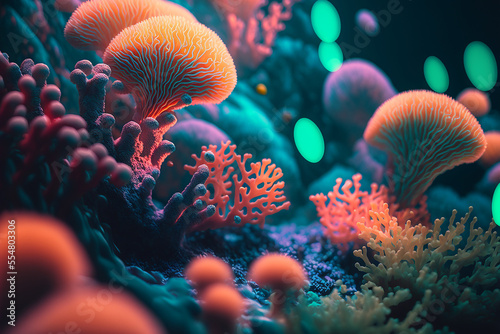 Beautiful Corals colorful, Close up view of coral reef, Wallpaper graphic design background