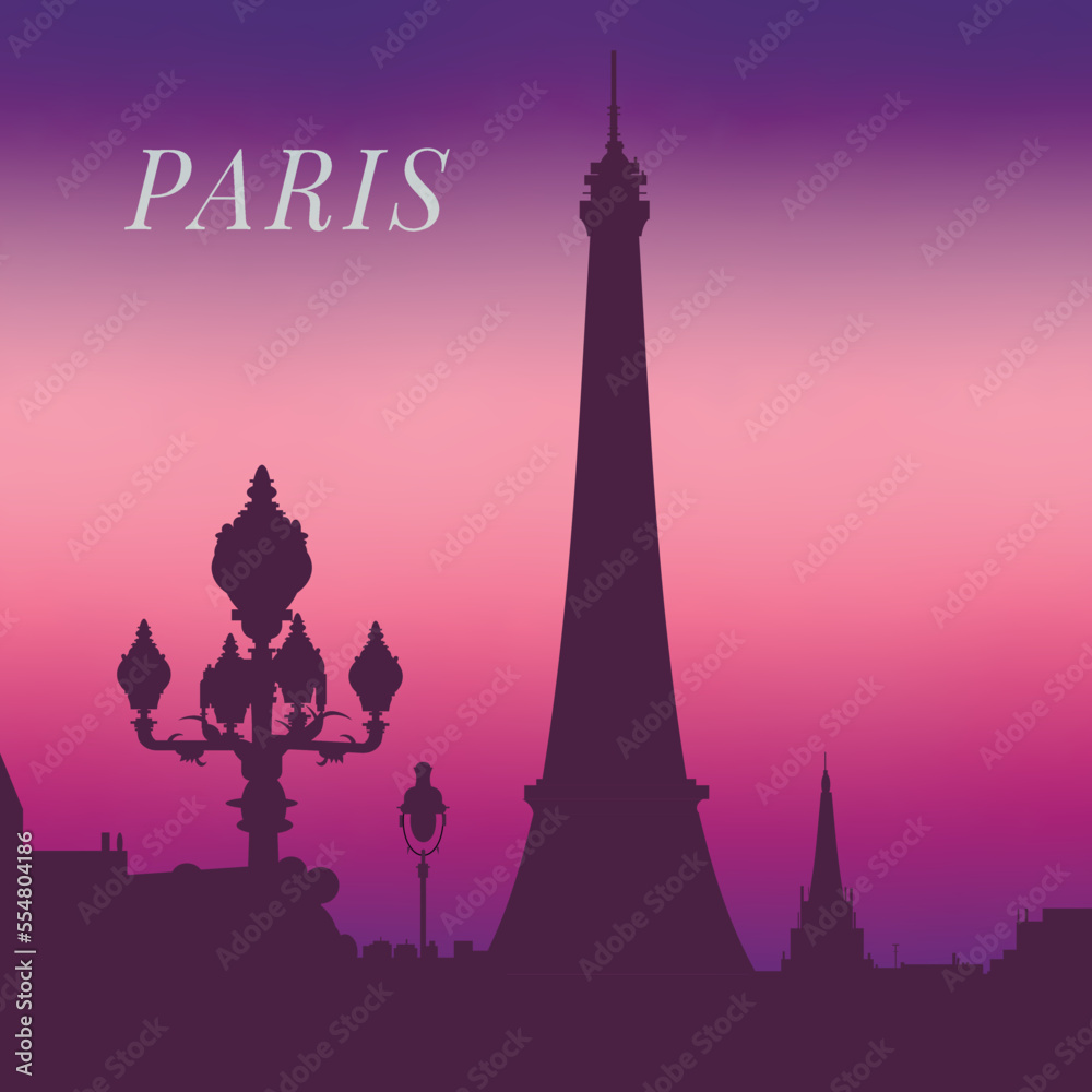 Paris silhouette, vector silhouette illustration