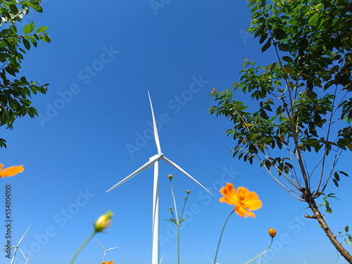 single nice windmill farm on a beautiful bright day in Khao Kho, Phetchabun photo