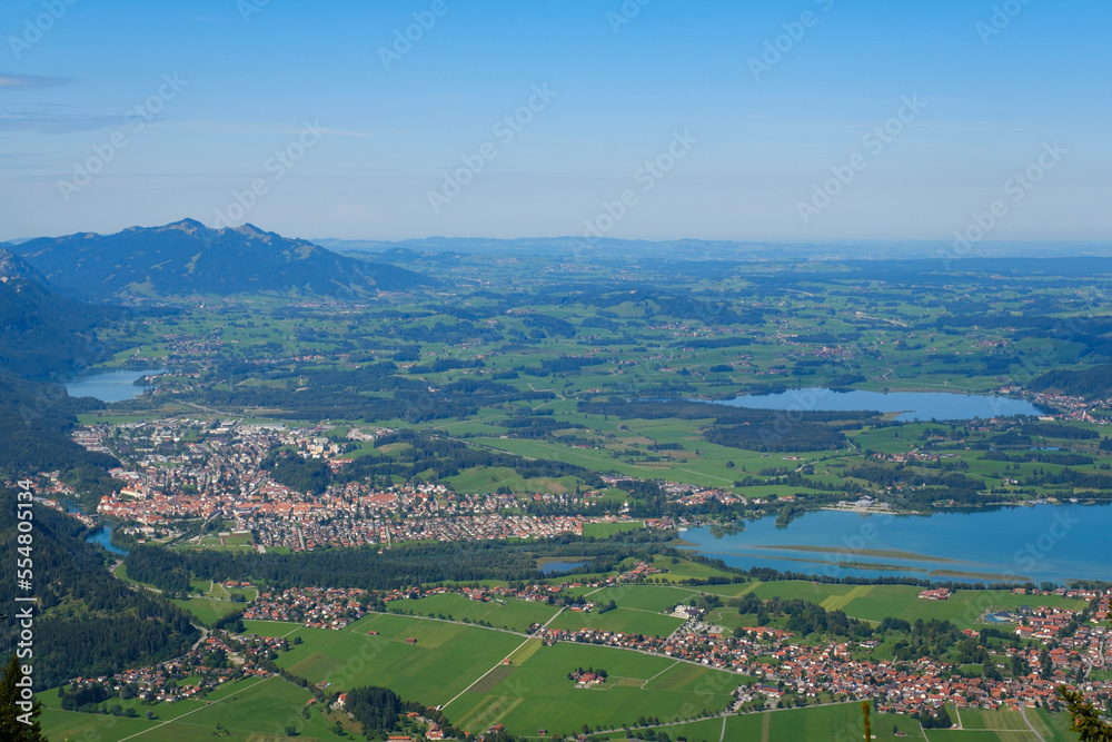 Ariel view of Schwangau and Fussen towns near lakes Ariel view of Schwangau and Fussen towns near lakes