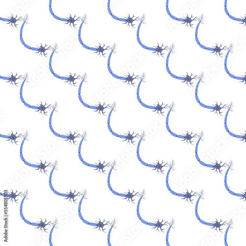 Neuron pattern for neurodegenerative diseases concept. Axon nerve cell and myelin sheath icon. Human brain stimulation. Neuroplasticity and cognition. Medical vector illustration.