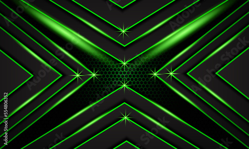 Abstract dark green Futuristic Gaming Background with hexagon pattern,dark green geometric background  for banner or Offline stream,gaming background template