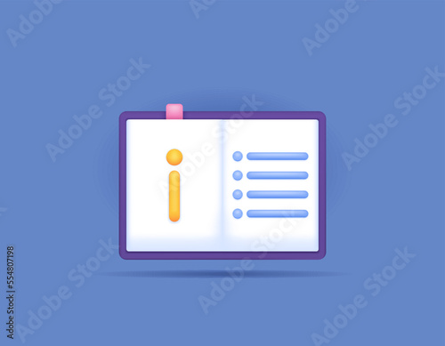 icon about guide book, manual book, instruction book. hints, tutorials, customer help. 3d and realistic concept design. graphic elements