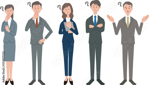 悩む5人のビジネスパーソン