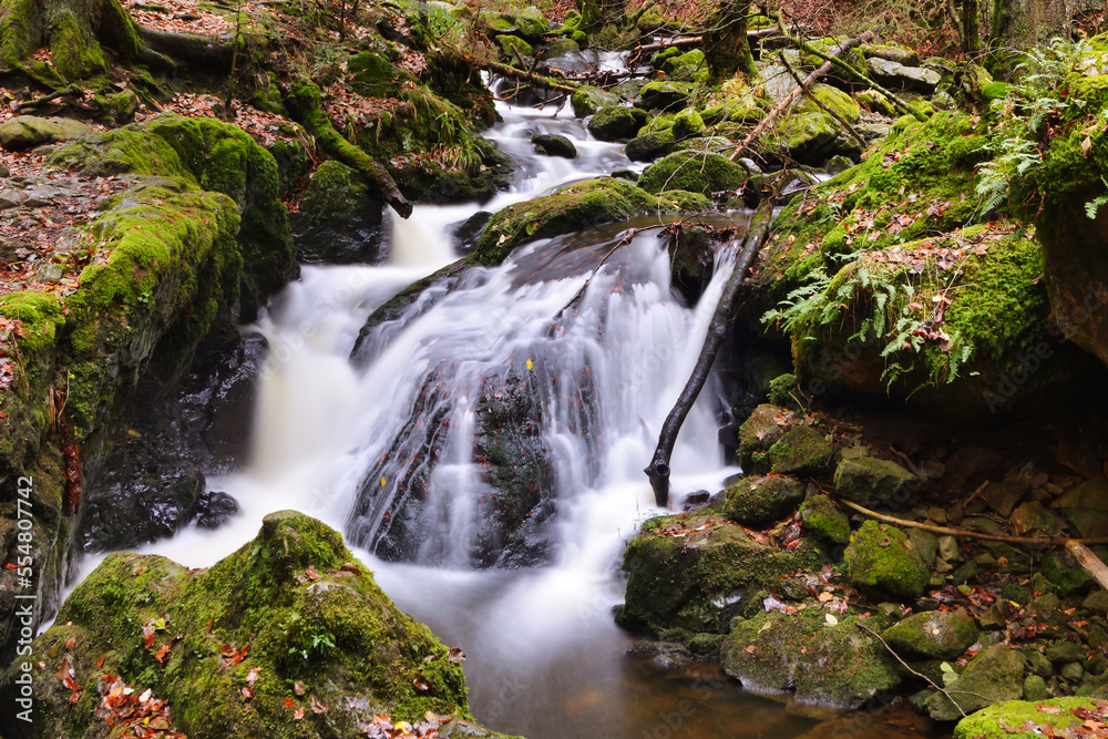 A beautiful waterfall in Ravenna Gorge, Breitnau, Black Forest, Germany