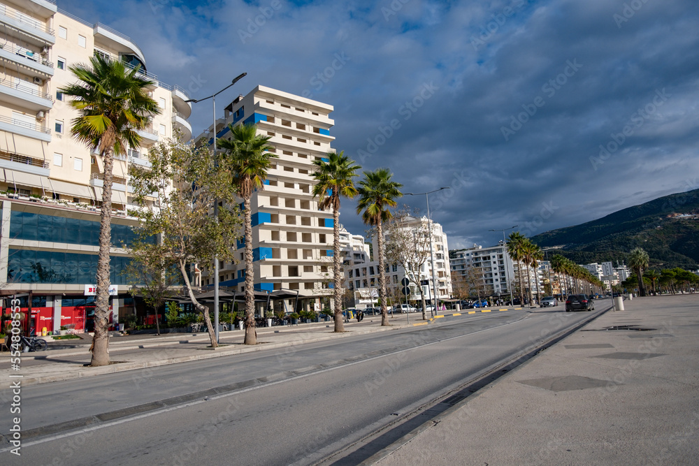 lungomare street in the Vlora city in the Albania country