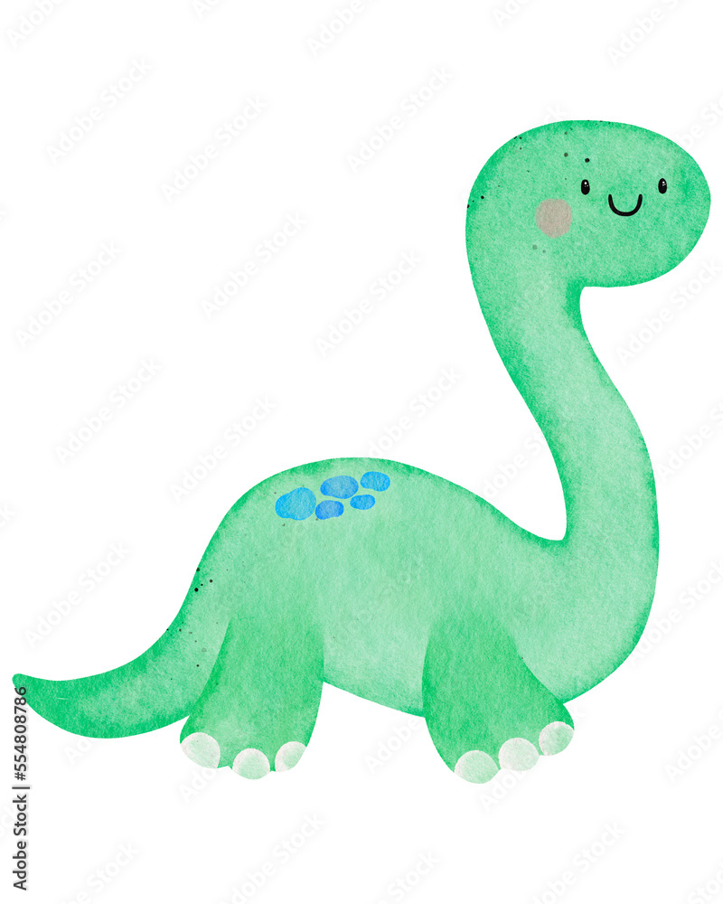 Watercolor cute dinosaur cartoon character 