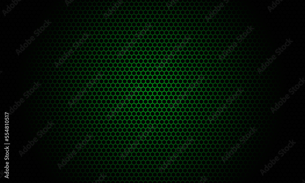 Background with a hexagon pattern design with black and dark green colors