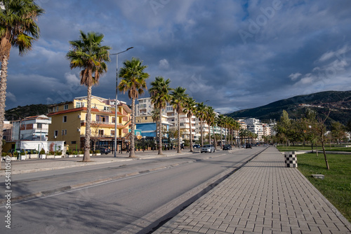 lungomare street in the Vlora city in the Albania country © Olga Koronyevska