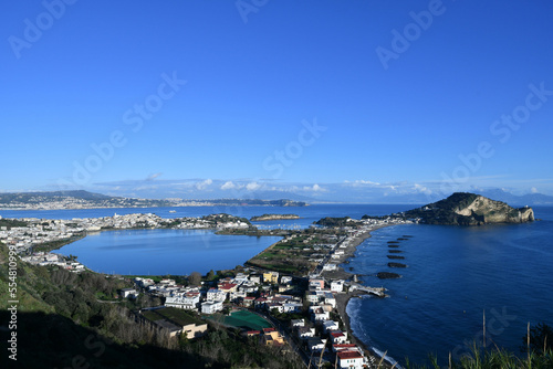 Fototapeta Naklejka Na Ścianę i Meble -  View of the coast and gulf north of the city of Naples, Italy.