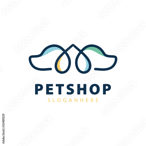 Twin Dogs and Heart for Petshop Logo Design