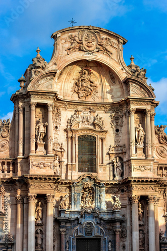 Front view of the cathedral of Murcia, Spain.