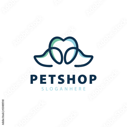 Twin Dogs and Heart for Petshop Logo Design