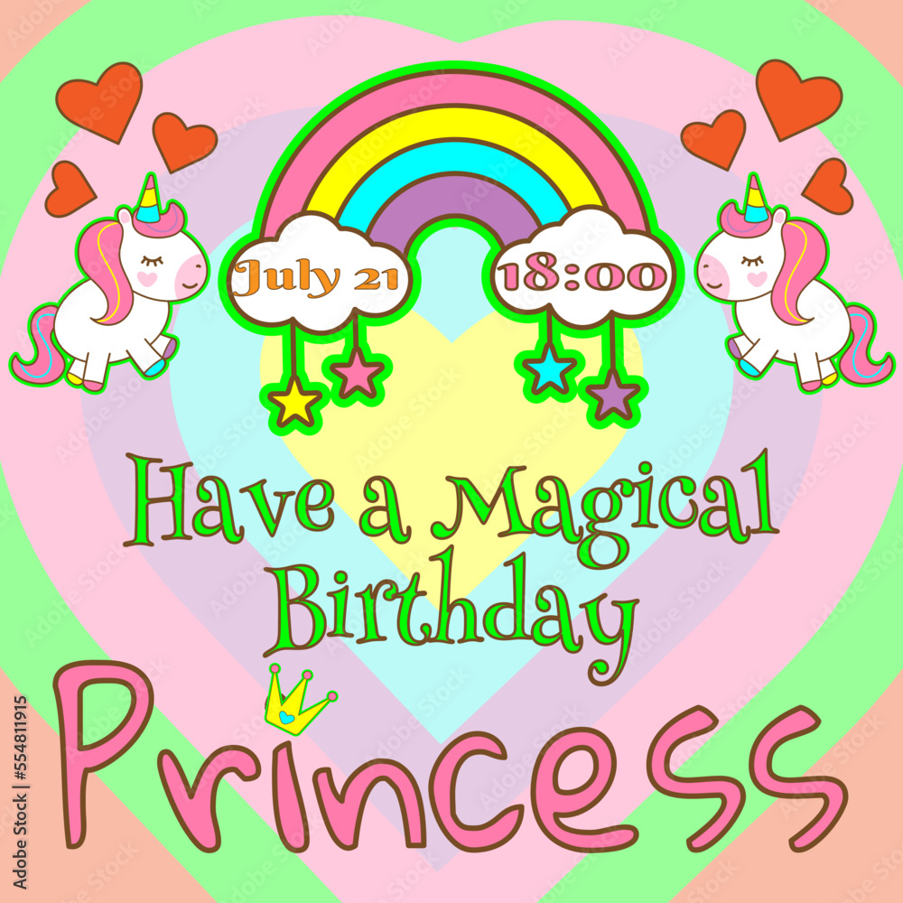 birthday card with unicorns, have a magical birthday princess birthday card with unicorns, have a magical birthday princess