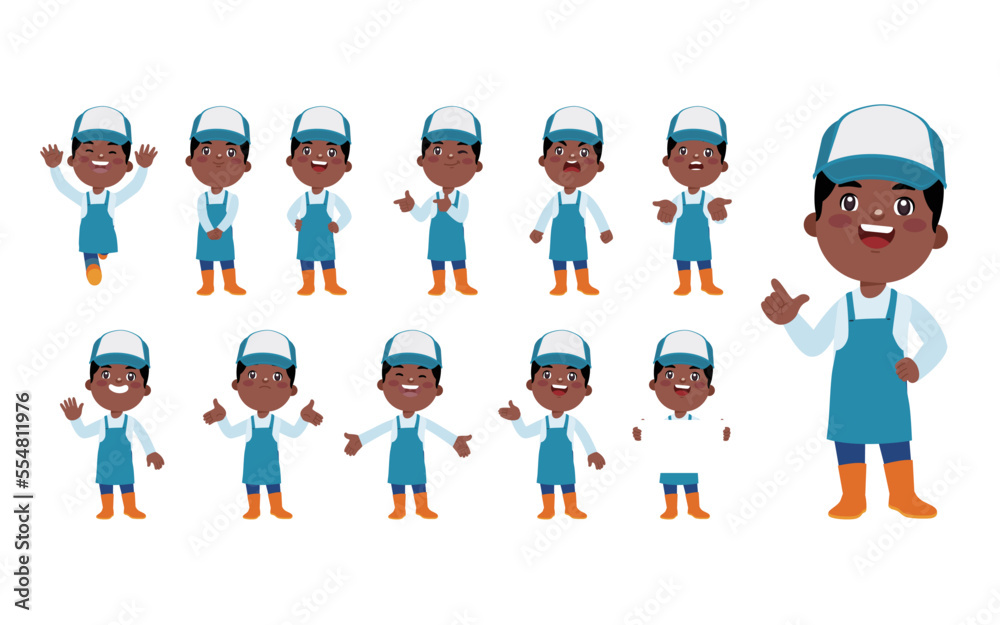 Set of cleaner with different poses Set of cleaner with different poses
