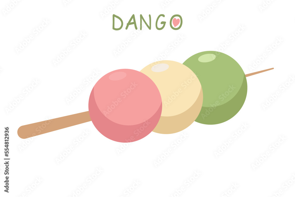 Dango Japanese traditional dessert isolated on white. Hanami Dango. Japanese Dango dessert vector Dango Japanese traditional dessert isolated on white. Hanami Dango. Japanese Dango dessert vector