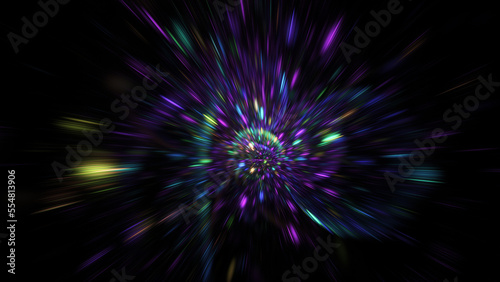 Abstract colorful blue and violet lights. Fantastic space background. Digital fractal art. 3d rendering.