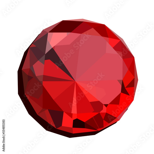 Ruby is a precious stone of bright red color. It is used as an ornament, as well as a magical amulet. Vector illustration on a white background.